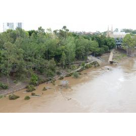 Flood waters at Riverheart Parklands, Ipswich, January 2013