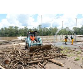 Cleaning after flooding, Colleges Crossing, Ipswich, January 2013
