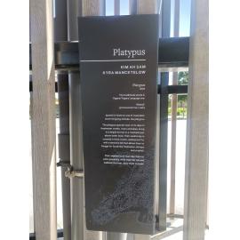 Nicholas Street Precinct at Tulmur Place, Platypus signage, 2021