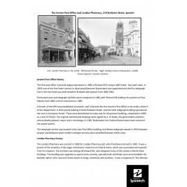 Former Ipswich Post Office and Former London Pharmacy, 114 Brisbane Street, Ipswich - history