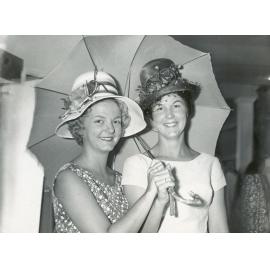 Beverley Hitchcock modelling hats for Cribb & Foote, Ipswich, early 1960s
