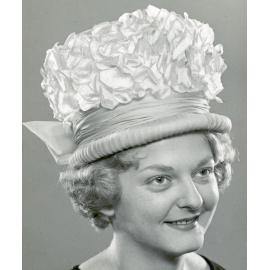 Beverley Hitchcock modelling hats for Cribb & Foote, Ipswich, early 1960s