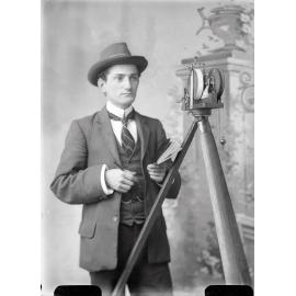 Martin William (Will) Haenke, with Theodolite. I.X.L. Studios, Ipswich, c.1900