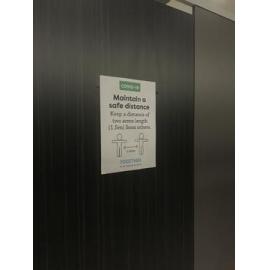 Maintain a safe distance sign, Springfield Library, 2020