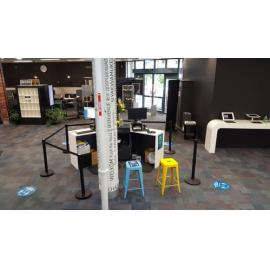 Social distancing at Welcome Desk, Ipswich Libraries, May 2020
