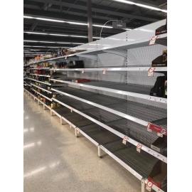 Empty supermarket shelves, Ipswich, 2020