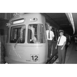 Electric Train and Queensland Rail Staff, Ipswich Railway Station, Ipswich, August 1980
