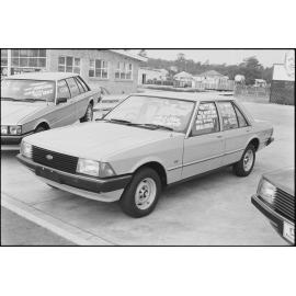 Ford Falcon (XD) and Ford Fairlane (ZJ) cars photographed for ads for Currie Motors, Ipswich, October 1980