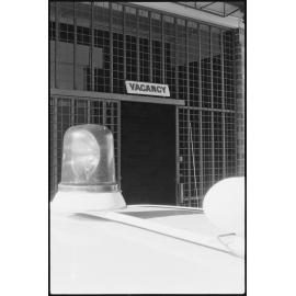 Vacancy sign over the entrance to the Ipswich Police Watch House, Ipswich, October 1980
