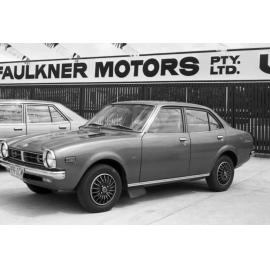 Mitsubishi Lancer at Don Faulkner Motors car yard, Ipswich, September 1981