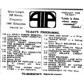 Radio station 4IP programme for 13th June 1939