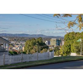 View towards Ipswich Central from corner of Chelmsford Avenue and Murphy Street, Denmark Hill, Ipswich, September 2022