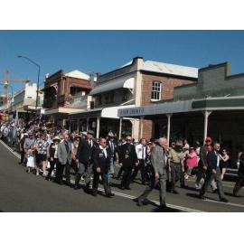 Anzac Day March down Ellenborough Street, towards Timothy Maloney Park, Ipswich, April 2009