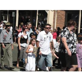 Anzac Day March down Ellenborough Street, towards Timothy Maloney Park, Ipswich, April 2009