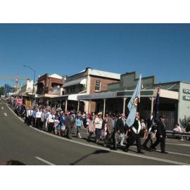 Anzac Day March down Ellenborough Street, towards Timothy Maloney Park, Ipswich, April 2009