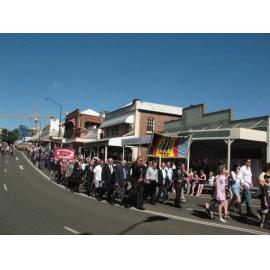 Anzac Day March down Ellenborough Street, towards Timothy Maloney Park, Ipswich, April 2009