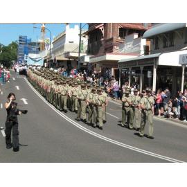 Anzac Day March down Ellenborough Street, towards Timothy Maloney Park, Ipswich, April 2009