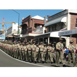Anzac Day March down Ellenborough Street, towards Timothy Maloney Park, Ipswich, April 2009
