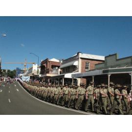 Anzac Day March down Ellenborough Street, towards Timothy Maloney Park, Ipswich, April 2009