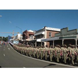 Anzac Day March down Ellenborough Street, towards Timothy Maloney Park, Ipswich, April 2009