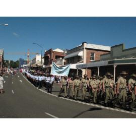 Anzac Day March down Ellenborough Street, towards Timothy Maloney Park, Ipswich, April 2009