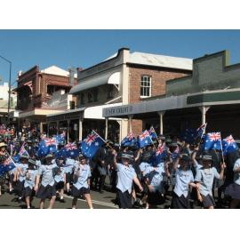 Anzac Day March down Ellenborough Street, towards Timothy Maloney Park, Ipswich, April 2009