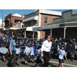 Anzac Day March down Ellenborough Street, towards Timothy Maloney Park, Ipswich, April 2009