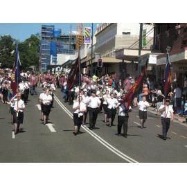 Anzac Day March down Ellenborough Street, towards Timothy Maloney Park, Ipswich, April 2009
