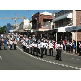 Anzac Day March down Ellenborough Street, towards Timothy Maloney Park, Ipswich, April 2009