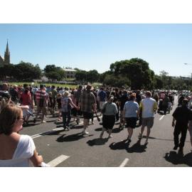 Anzac Day March down Ellenborough Street, towards Timothy Maloney Park, Ipswich, April 2009