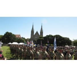 Anzac Day March down Ellenborough Street, towards Timothy Maloney Park, Ipswich, April 2009