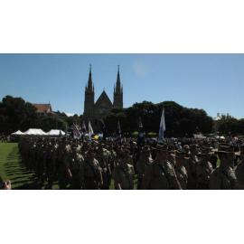 Anzac Day March down Ellenborough Street, towards Timothy Maloney Park, Ipswich, April 2009