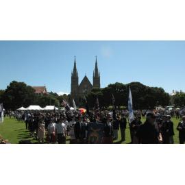 Anzac Day March down Ellenborough Street, towards Timothy Maloney Park, Ipswich, April 2009