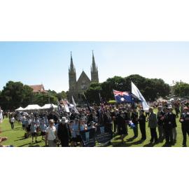 Anzac Day March down Ellenborough Street, towards Timothy Maloney Park, Ipswich, April 2009