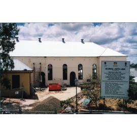 Construction work on the western side of the former Town Hall, image taken from the grounds of St Paul's, Ipswich, 1998