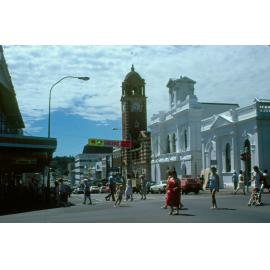 Pedestrians on the corner of Brisbane and Nicholas Streets, Ipswich, 1985