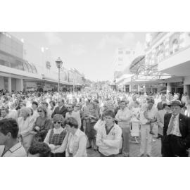Crowd attending the Opening Ceremony of the Ipswich City Mall, Ipswich, August 1987