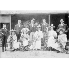 Wedding party of Sarah Ann Fox and Sydney Smith Hooper, Ipswich, 1895