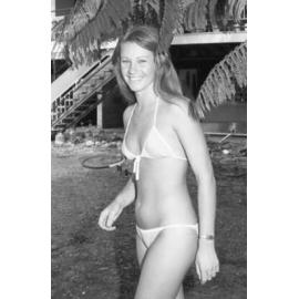Kim modelling bikini, Ipswich, Queensland, January 1978