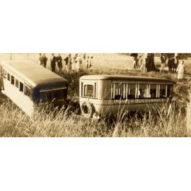 Pioneer buses bogged during a day out at Lake Manchester for QT employees, in the mid 1920s