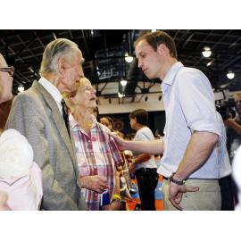 William, Prince of Wales meeting locals, West Moreton Anglican College, Karrabin, Ipswich, 2011 with Anna Bligh