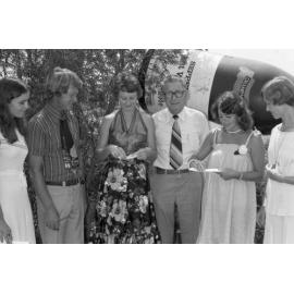 Unidentified people outside Bodega Restaurant, Newtown, Ipswich, Queensland, January 1978