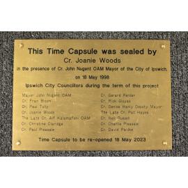 Time Capsule plaque, Ipswich, February 1998
