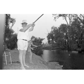 Fishing in Warrill Creek, Ipswich, December 1977