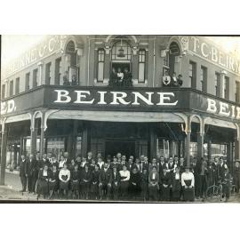 T. C. Beirne building and staff, corner Nicholas and Union Streets, Ipswich, 1920