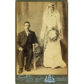 Formal portrait of unidentified bride and groom, Ipswich, c.1900