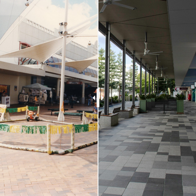 Ipswich City Square/Tulmur Place, Ipswich, 1998 and 2023