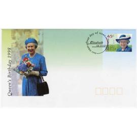 Queen's Birthday, first day of issue stamp and envelope, 1998