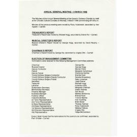Minutes of the Annual General Meeting of the Ipswich Orpheus Chorale, March 1998