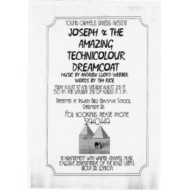 Joseph and the Amazing Technicolour Dreamcoat, flyer for The Young Orpheus Singers production, August 1997